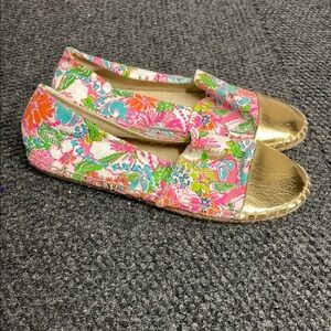 Lilly Pulitzer Women’s Size 5 Espadrilles Flats Slip On Floral Summer Beach